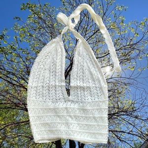 white crochet halter top